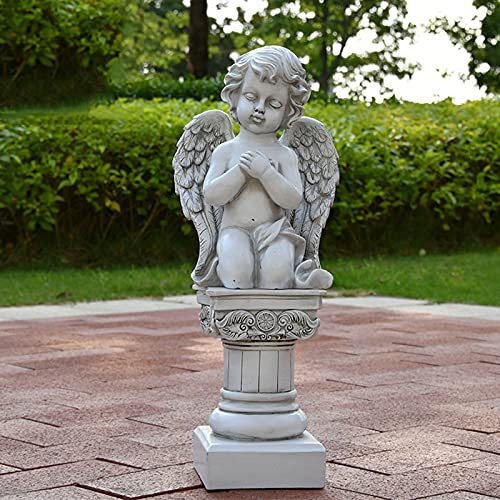 LONG-L Décoration Statue Colonnes Romaines d'ange De Jardin,Figurines D'angelots Résine Antique,Ornements Prière Religieux,pour Ornement Intérieur/Extérieur,F