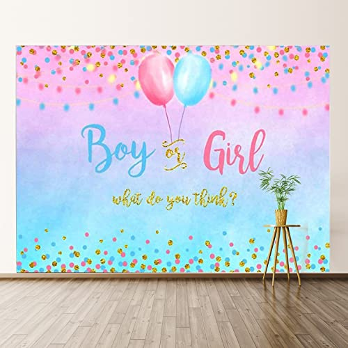 Bymivofun Bannière de Toile de Fond de révélation de Sexe, bannière de Toile de Fond de garçon ou de Fille, pour la fête de révélation de Genre, douches de bébé (7 * 5 pi)