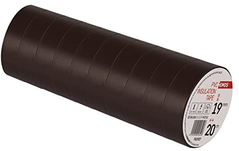 EMOS PVC-Isolierband Braun 10er Pack, 19mm x 20m, 0,13mm Bandstärke, selbstklebend, hohe Spannungsfestigkeit und Anwendungstemperaturbereich, UV-beständig, wasserdichte Verbindung, ohne Textilgewebe