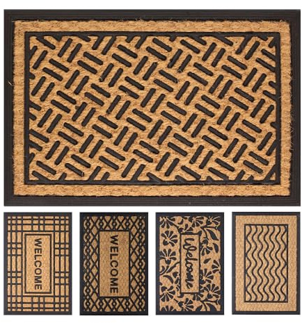OLIVO.shop | PROMO - Zerbino in cocco naturale e gomma, zerbino ingresso casa rettangolare 40x60 cm (DISEGNO 2)