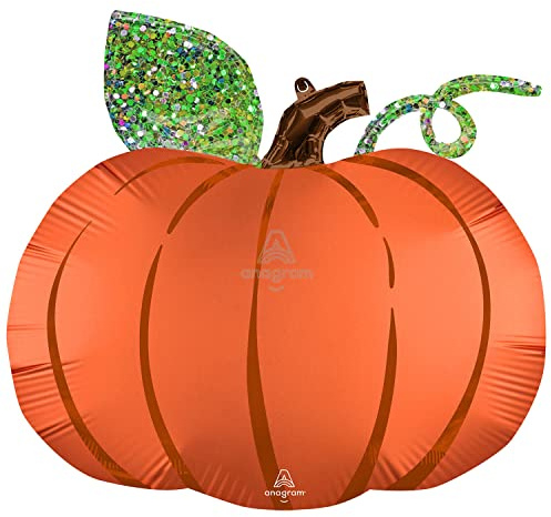 Folienballon Kürbis mit Pailletten, 63 cm, Orange