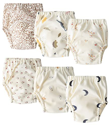 AOOPOO 6 Packs Töpfchen Trainingshose, Baumwolle Lernhose Baby wasserdichte Windeln Taschenwindeln, Jungen Trainingshose, 100% Baumwolle Kleinkind Trainingshose für 0-2 Jahre