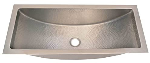 Casa Moro Oriental brass built-in washbasin Azra with hammered look, unique sink in industrial chic colour silver