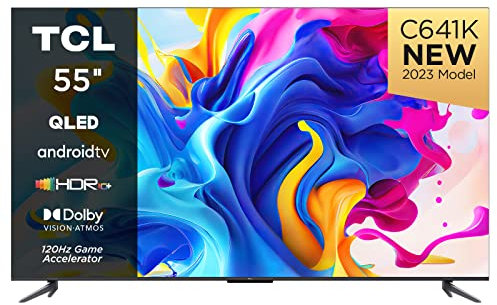 TCL 55C641K 55-inch QLED Television, 4K Ultra HD, Android Smart TV (Game master, Dolby Atmos, Freeview Play, Motion clarity, Hands-Free Voice Control, compatible with Google assistant & Alexa)
