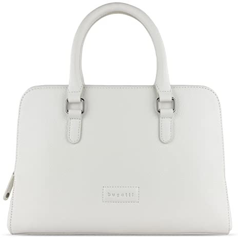 bugatti Elsa Damentasche aus Leder, edle und moderne Handtasche für Damen in weiß