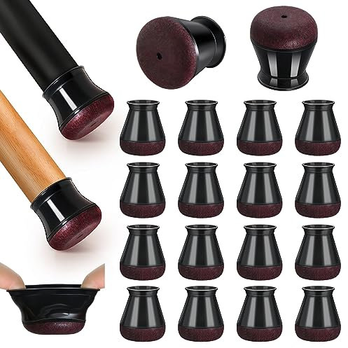 Chair Leg Floor Protectors, 16 Pcs Extra Small Black Silicone Chair Leg Covers Caps for Hardwood Floors with Wrapped Felt, Furniture Feet Protectors Pads (Fit:15-20mm)