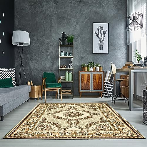 CUIMEI Teppichläufer 100 x 500 cm rutschfest Pflegeleicht Flur Läufer Mit Muster für Küche Flur Wohnraum, Braun B