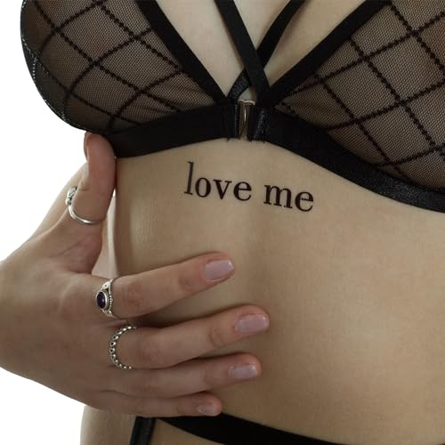 10 x Love Me Tattoo Set - 5 Motive in schwarz und rot - Temporary Body Tattoo (10)