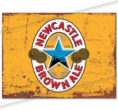 Newcastle Brown Ale Metal Bar Sign Father's Day Gift Logo Man Cave Tin Retro Vintage Hanging Wall Plaque Kitchen Garden Shed Garage Indoor Or Outdoor Uk (15cm x 10cm)