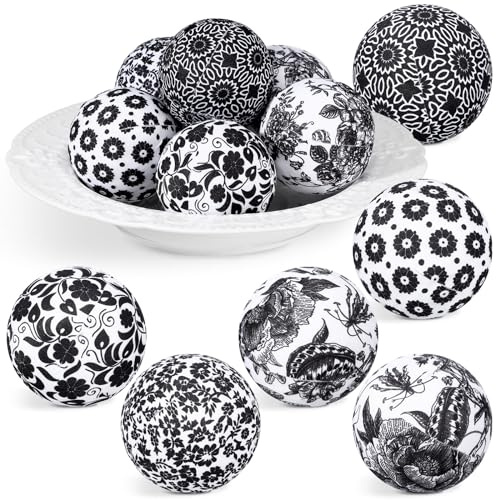Ceenna 12 Pcs Decorative Fabric Balls 2.36 Chinoiserie Centerpiece Bowl Filler Wrapped Ball Farmhouse Decor for Party Supplies Basket Table(Fabric,Flower Style)