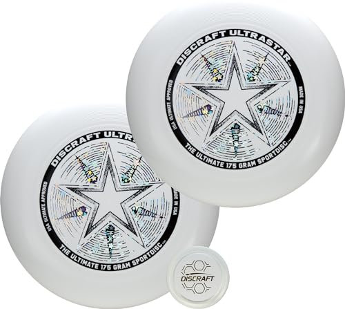 Discraft Ultrastar Frisbee, 2er-Pack, professionelle Qualität, Wettkampf- und Freizeitspiel, 175 g, Weiß, Folien können variieren