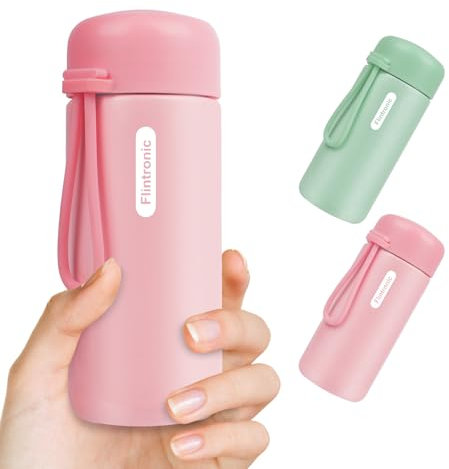 Flintronic Mini Edelstahl Trinkflasche, Doppelwandige Thermosflasche, 304 Edelstahl Wasserflasche mit Griff, Tragbarer Isolierflasche für Schule, Fahrrad, Sport, Outdoor - BPA Frei