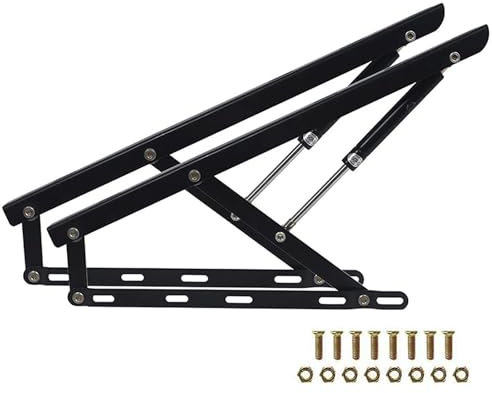 2 Pcs Meccanismo Di Sollevamento Pneumatico Per Letto Contenitore, Set Di Cerniere Per Telaio Letto Contenitore, Idraulici Molla A Gas Per Divano Letto Contenitore Salvaspazio Nero/Bianco(Francia,1100