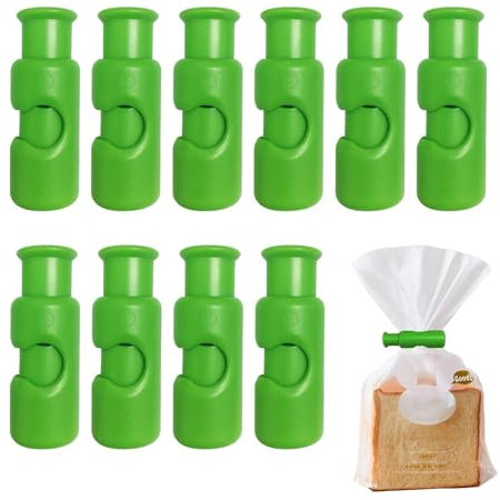 Bag Squeeze Clip - Spring Sealing Clip, 10 Bag ciinch Clips | Bread Bag Closure Clip with Double-Textured Rubber Feature, Unbreakable Squeeze and Lock Bread Bag Clips for Dried Fruit Bread, 2.3x6c