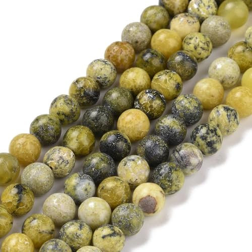 Jasper 80 perline rotonde in pietra preziosa, 4 mm, per gioielli, collane, bracciali, colore giallo