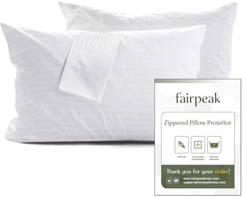 Fairpeak Protettore per cuscino 50x80 Confezione da 4, Copricuscini con cerniera, Qualità da hotel di lusso, Traspirante, Morbido, Lavabile in lavatrice