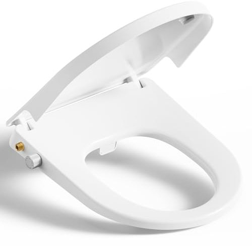 Bidet Tapa WC Forma D Universal, YEAUPE PRO Tapa WC Asiento de Inodoro de Cierre Suave, Bidet Toilet Seat, blanco, 42.7 * 37CM