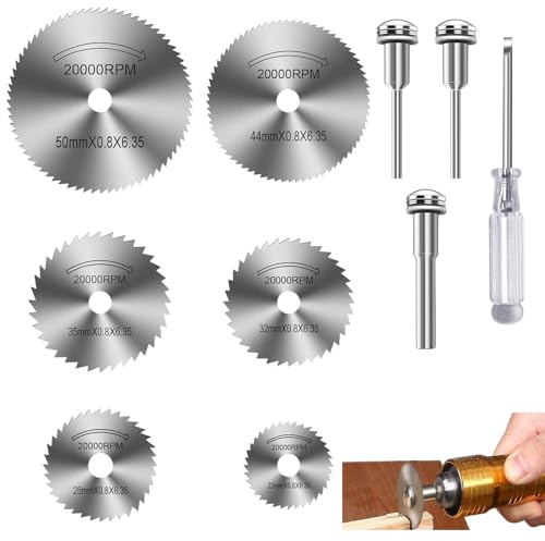 Cutting Wheel Set for Rotary Tool, 6 Pcs HSS Saw Disc Wheel Cutting Blades with Screwdriver for Wood Plastic Metal Cutting