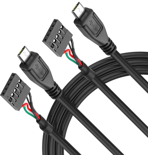 MEIRIYFA Cable adaptador USB de 5 pines a micro USB, cable adaptador USB de 5 pines para placa base hembra a micro USB macho de 28 AWG (2 unidades, 50 cm)