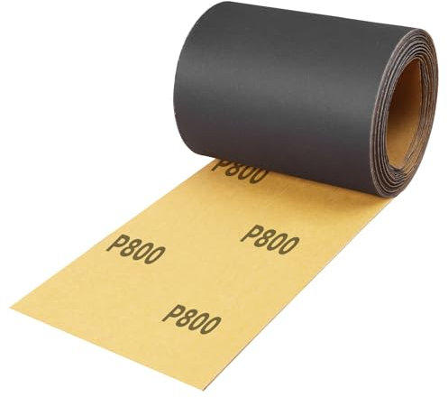 Shineboc Rouleau de Papier Abrasif Grain 800, 93 mm x 10 m papier de verre amélioré en carbure de silicium, Ponçage Humide Rouleau Abrasif pour Métal Bois,pour Ponceuses Vibrantes et Manuelles