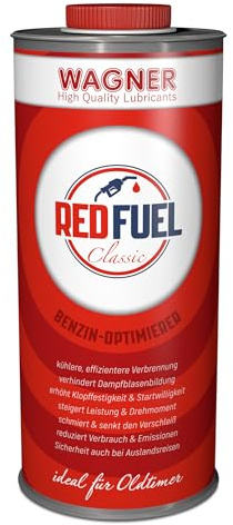 Wagner Red Fuel Classic Benzinoptimierer - E5 bis E100 & Auch Ältere Motoren | Benzin Additiv verhindert Klingeln/Klopfen, reduziert Verbrauch & Schadstoffe – Auch Für Rennsport & Reisen |1 Liter
