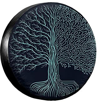 Árbol Verde De La Vida Cubierta De Neumático De Repuesto Portátil Funda De Llanta De Repuesto Impermeable Coche Vehículo Rueda Funda Universal para Remolques Todoterreno Vehículo 17inch