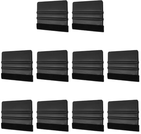 QUARKZMAN 10 Piezas de Espátula de Vinilo, Espátula de Vinilo con Borde de Fieltro para Envoltura de Vinilo, Herramienta de Raspador de Película de Vinilo, Negro, Rectangular