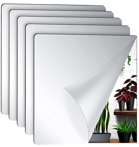 Cozevdnt Acryl Kleiner Klebespiegel Selbstklebend Spiegelfolie, 2 Stück Spiegel Zum Aufkleben Kleben 20x20cm, Für Badezimmer, Wohnzimmer, Schlafzimmer, Schrank, Kinderzimmer