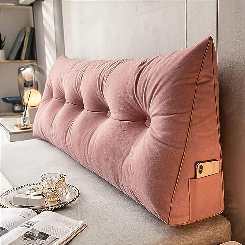 Kopfstützenkissen Set mit dreieckigen Kissen für Tagesbett, Lagerungskissen und abnehmbarer Bezug, Rosa, 100 x 50 x 20 cm