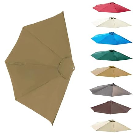 AMZZHAO 270cm Halb Sonnenschirm Ersatzbezug 5 Streben Halbrund Sonnenschirm Stoff Bezug Für Strand, Markt, Garten, Weinrot Ersatz-Regenschirmstoff