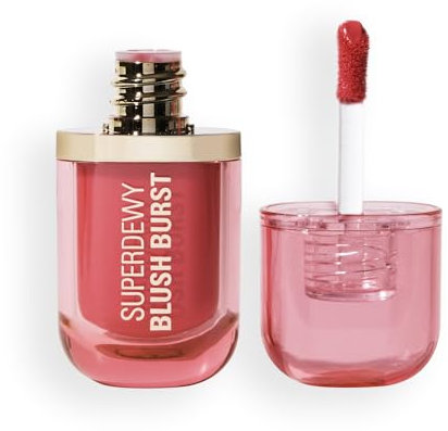 Revolution Superdewy Liquid Blush Burst - Blush liquido coprente buildable per guance, formula siero con peptidi e acido ialuronico, Vegan - Caramel Cooler Bronze - 4,2 ml