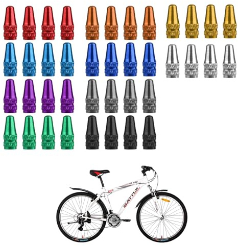 40 StüCk Ventilkappen Fahrrad,10 Farben Fahrrad Ventilkappen,FranzöSisch,Aluminium Fahrradventil FranzöSisch,Reifen ventil Kappe,Universelle mundkappe
