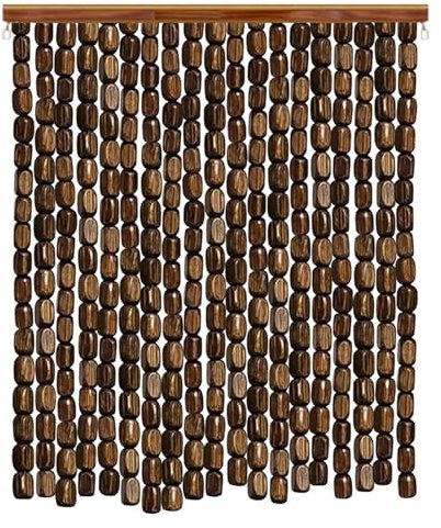 Hanging Bead Curtains,Natural Bamboo Wood Beaded Curtains,Home Decor Divider String Beaded Door Curtains,Fly Screen Panels,Handmade,for Patio Kitchen Balcony Closet Door, 64 Sizes(130 strands/130x250c