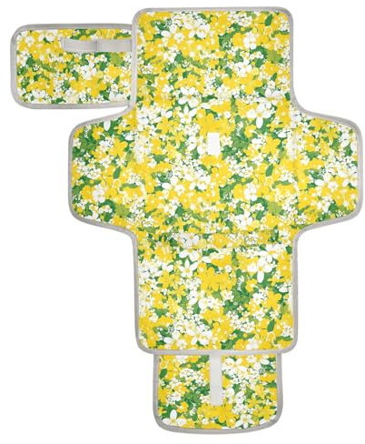 Wiederverwendbare Wickelauflagenbezüge mit Taschentuchtasche, wasserdichte Pads für Babys, für Mütter, Väter, Schönheit, Frühlingsblumen, Gelb