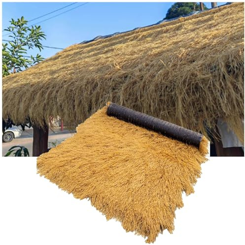 YZRXD Techo de Hierba de Paja Sintética Rollo de Paja Artificial de Barra Tiki, Hierba de Paja Mexicana Fiesta Hawaiana Decoración de Valla de Jardín Manualidades(Size:1x20m(3.2x65ft),Color:Amarillo)