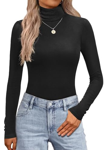 Zeagoo sous Pull Femme Col Roulé Tee Shirt Manche Longue Pull Hiver Basiques Col Roulé Haut Femme Slim Fit Thermique Pulls XS-XXL