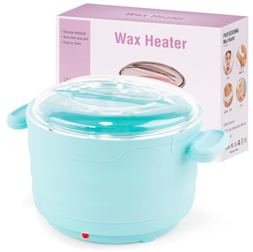 Silicone Wax Warmer for Hair Removal, Foldable Hot Wax Melter Machine for Hard and Soft Wax Beads, 18.6oz Electric Waxing Kit Silicone Heater Pot for Full Body, Legs, Face, Eyebrows & Bikini