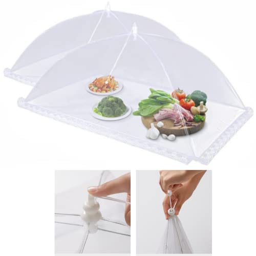 TradeProvider® Pop Up Food Cover x2 Large | Mesh Food Dome Net for Indoor & Outdoor Use | Protect Food, Garden Seedlings, Buffet BBQ, Party, Mosquito Fly Cover (48 x 48cm/18.9 x 18.9inches)
