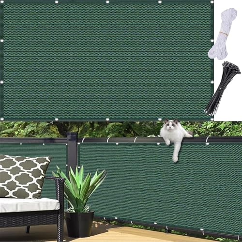 Sichtschutz für Balkon 100 x 600 cm, Windfest, Wetterbeständiges Und Pflegeleichtes, Schnelltrocknend, Balkonsichtschutz Sichtschutz, mit Kabelbinder für Garten, Grün
