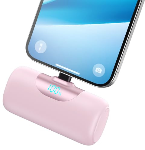 Mini Batterie Externe pour iPhone, 5500mAh Power Bank 15W PD 3.0A Charge Rapide Chargeur Ultra-Compact et Léger Batteries Portable avec Écran LED pour iPhone 14/13/12/11/XR/8 etc