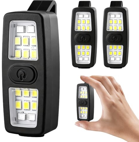 CEWROM LED Clip Lampe - Lauflicht Klein Stirnlampe, 2 Stück USB-C Wiederaufladbar, 7 Beleuchtungsmodi, Nacht Clip Lauflicht für Laufen Joggen Camping Wandern Klettern