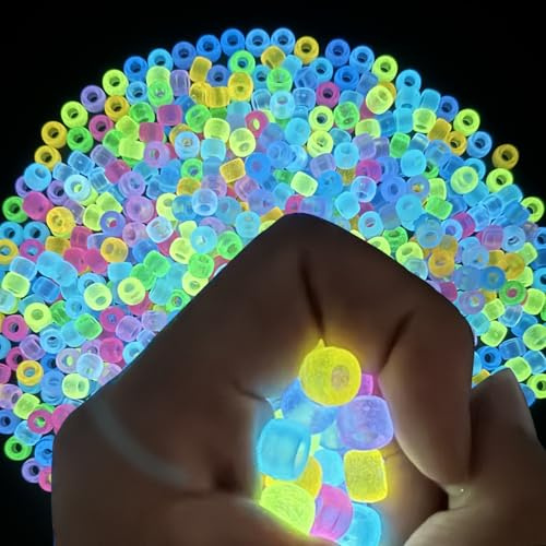 1300 Stück Leuchtend Pony Beads, Perlen für Armbänder, Bunte Perlen zum Auffädeln, fädelperlen für Halsketten, Bastelperlen Schmuck Selbst Machen Set