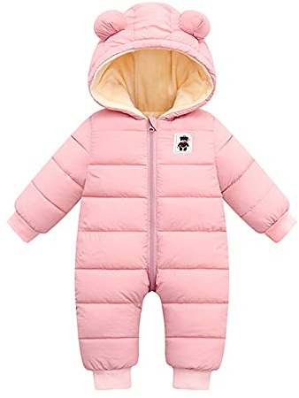 Generisch Tuta da neve per neonato piumino outwear tuta giacca con cappuccio foderato ragazzo pagliaccetto caldo cappotto ragazzo giacca