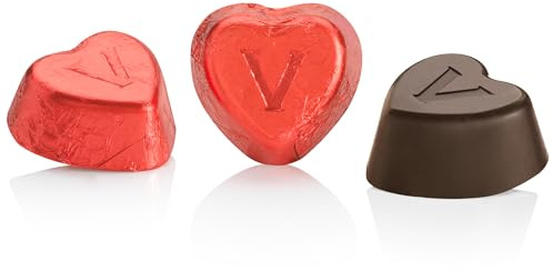 Venchi - Cioccolatini a Forma di Cuore, Extra Fondente, 1 Kg, Vegano, Senza Glutine, Senza Coloranti e Conservanti, Idea Regalo Festa della Mamma