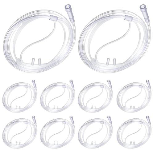 BQUFQ 10 Pack 6.65Ft Oxygen Nasal Cannula, High Flow Lightweight Tube Soft Oxygen Tubing Cannula Nasal Tubing with Soft Curved Nose Piece (Transparent)