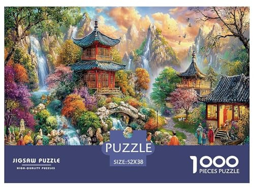 Eastern Paradise 1000 Pieces Challenging Game Toys Gift -Japanese Garden with Pavilion for Home Wall Decoration Puzzle for Adults Kids52x38cm/1000pcs