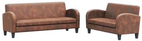 vidaXL Sofa Set 2-TLG. Kunstleder in Wildleder-Optik Braun Couch Polstersofa
