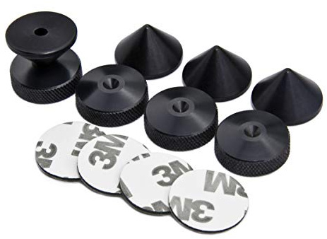 Alluminio anodizzato nero Spike/Cono absorber per altoparlanti vite + piedino - 4 pz (Cuscinetto per settore biadesivo)