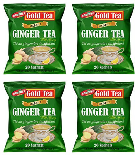 (Pack of 4) Gold Tea Instant Ginger Tea with Honey 360g (20 Sachets)
