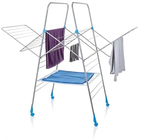 Minky Homecare Multi Dryer - Clothes Drying Rack with 82 Feet of Rack Space – Folding Indoor Laundry Air Dryer (Silver)